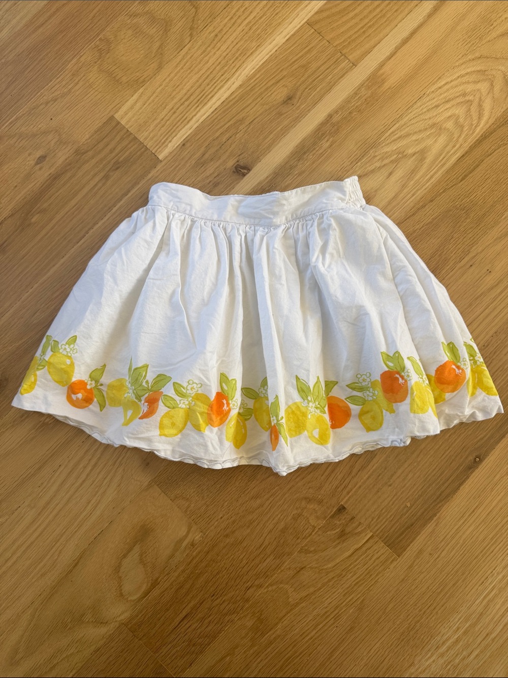 Janie and Jack 🍊🍋 White Skirt with Lemon & Oranges Scalloped Border size 5